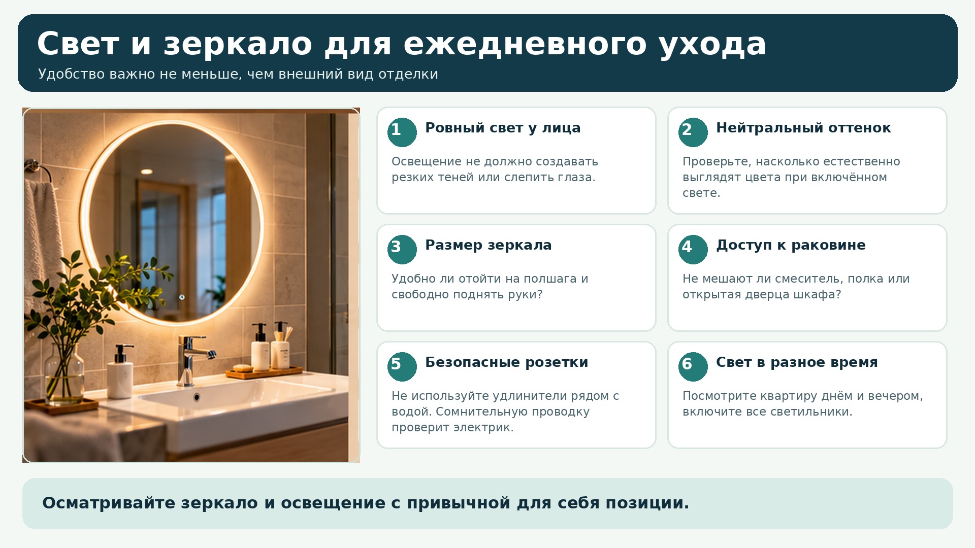 Свет и зеркало меняют результат домашнего ухода